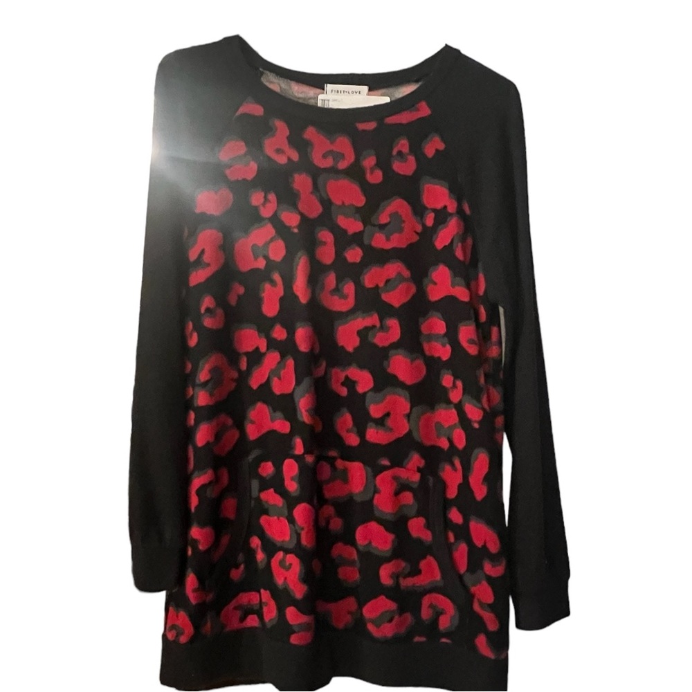 First Love Women’s tunic from pocket red and black‎ winter tunic top